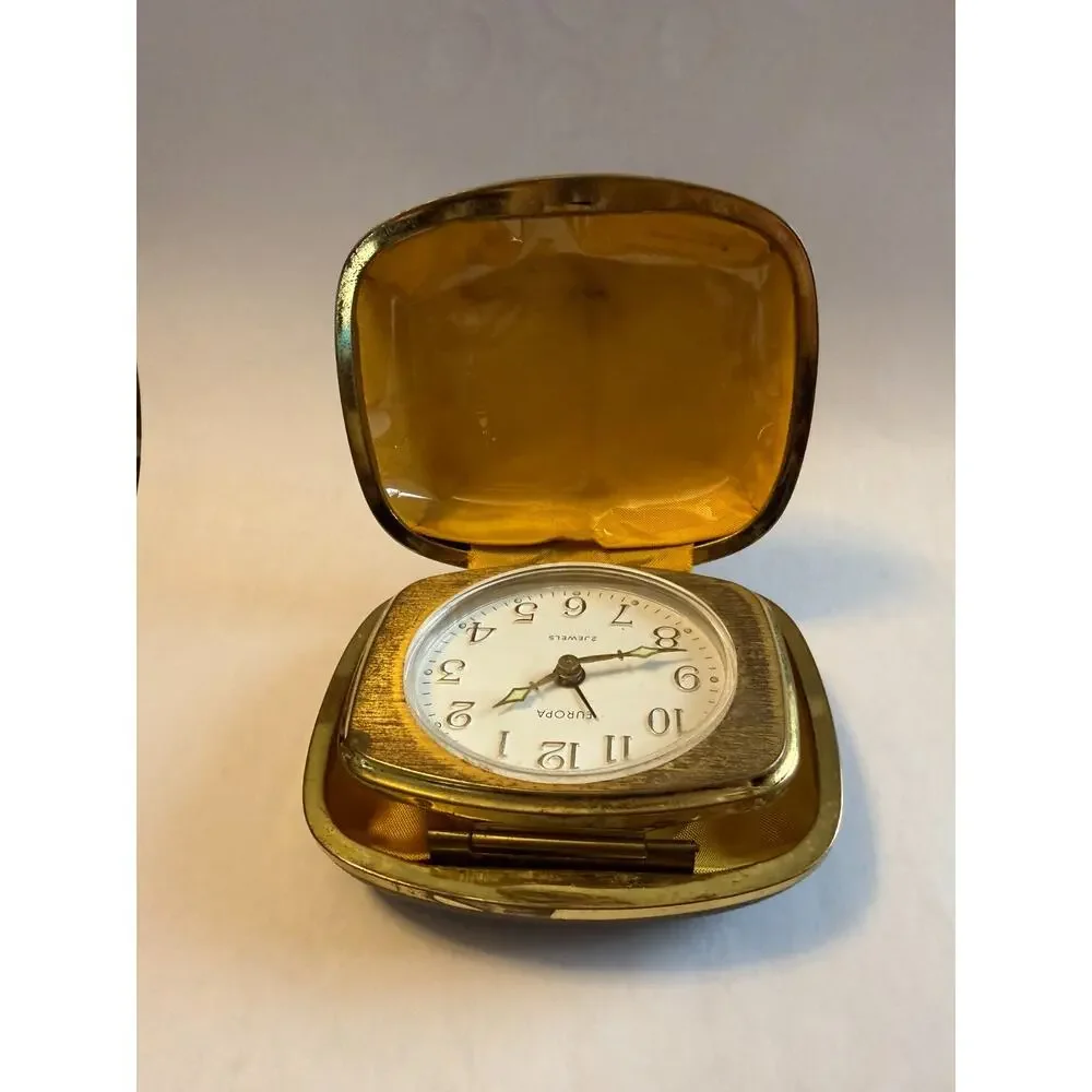 Vintage 1960s Europa Germany 2 Jewels Alarm Clock Bell Wind-Up Working Portable